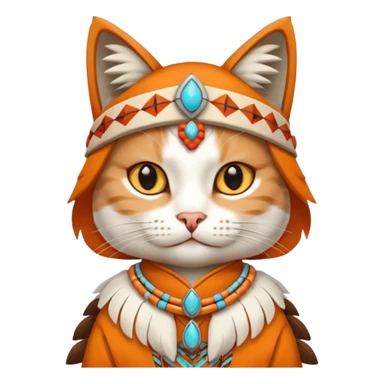 Cat in a Native American costume sticker