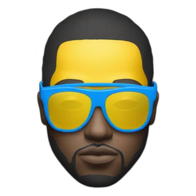Uk rapper with yellow mask covering all his fave and a full blue sunglasses sticker