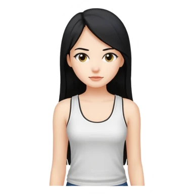 a pretty bratz fair girl with long straight black hair  with a white tank top sticker