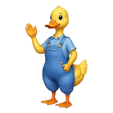 Yellow tall Duck wearing overalls  sticker