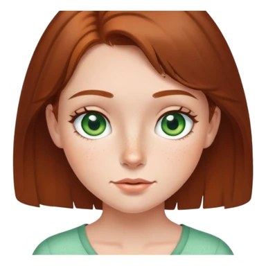short girl, with brown hair , bgreen eyes and freckles  sticker