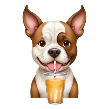 American bull dog drinking from a straw sticker