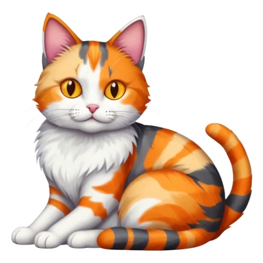 full body dark grey and white cat cuddling a colourful light patched calico + white tabby cat  sticker