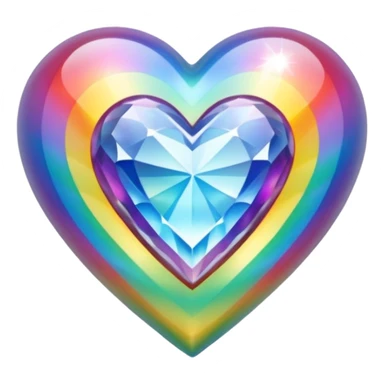 heart with a crystal rainbow pattern sticker