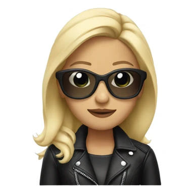 blonde girl in leather jacket wear sunglasses sticker