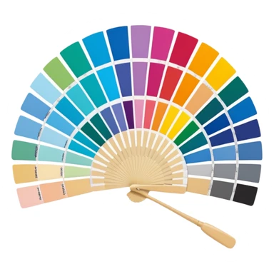 Pantone color swatch fan. The swatches should be fanned out, each with a different color. sticker