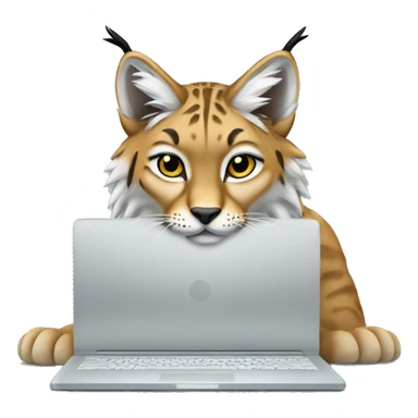 A lynx with a laptop sticker