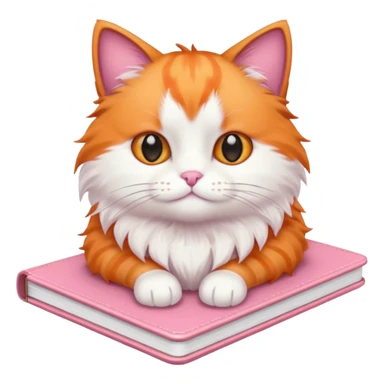 A pink note book with a orange and white cat on it sticker