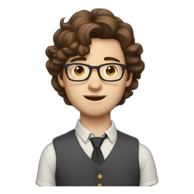 british nerd with brown hair and wolf features sticker