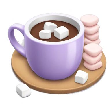 Lilac mug of hot chocolate with marshmallows  sticker