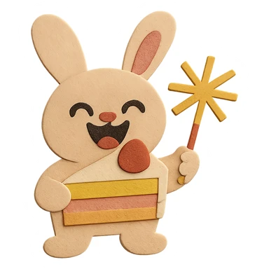 Adjust the bunny's ears so they are visually good looking and match each other in shape, size, and style. Maintain the paper-craft style and all other elements. sticker