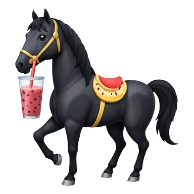 black horse character holding smoothie sticker