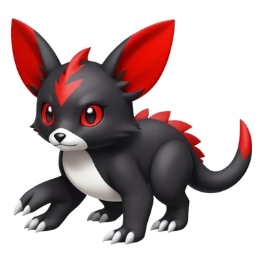Cute cool black red white animal hybrid Fakemon full body sticker