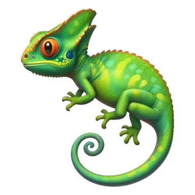 exotic chameleon character, vibrant colors, curled tail, cute style, 3D cartoon, mobile game icon style, clean background, no text, no watermark
 sticker
