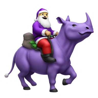 Santa riding a purple rhino sticker