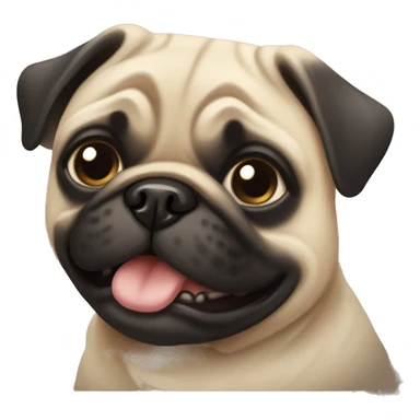 A cheerful pug of beige and black color sticker