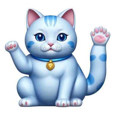 lucky cat blue with 1 hand up sticker