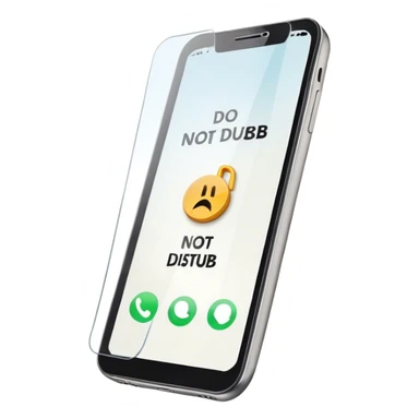 a mobile phone holding up a ‘do not disturb’ sign sticker