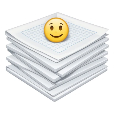 compact stack of clean white A4 sheets, squared edges, one corner slightly curled to suggest flexibility, thick even pile, slightly shadowed between layers, crisp unused office sheets, no wrapper, label, or extras, soft lighting, subtle shadows, emoji scale sticker