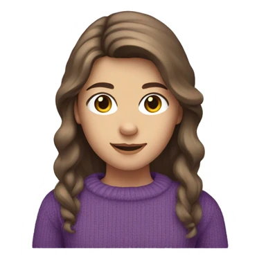 Caucasian girl with brown hair in purple sweater sticker