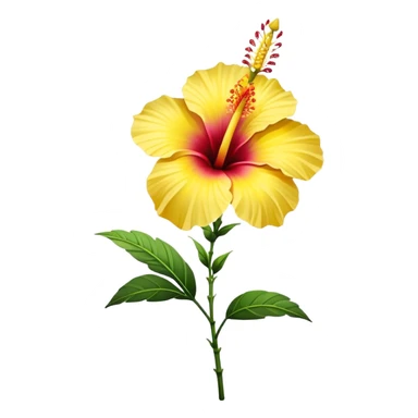 single yellow Hawaiian hibiscus, straight stem sticker