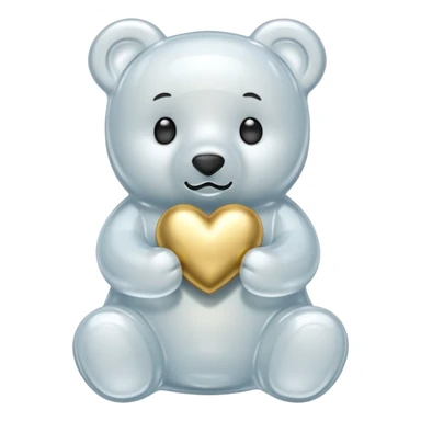 white gummy bear with gold heart sticker
