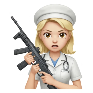 angry blonde nurse with an assault rifle sticker