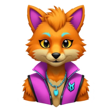 Anthropomorphic Anthro Furry edgy colorful neon-colored shiny punky badass cool stylish handsome smexy Animal-furry-fursona  (half body) sticker