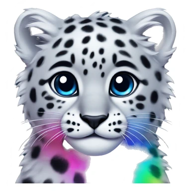 neon rainbow snow leopard cub sticker