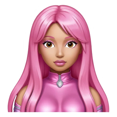 Nicki Minaj with pink long hair and metallic pink outfit sticker