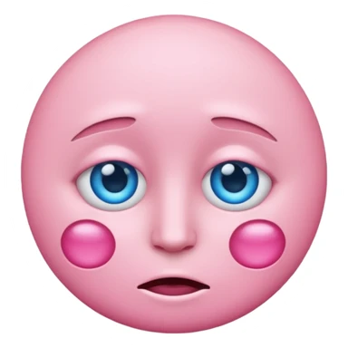 Pink face emoji with blue eyes with one hang under the face and one above  sticker