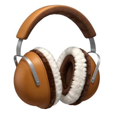 Warm brown white completely fluffy earmuffs sticker