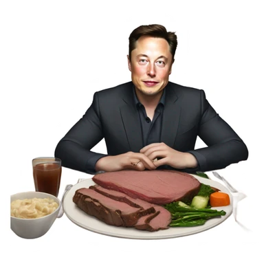 Elon musk having a roast beef dinner sticker