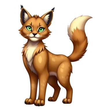 Vibrant dark edgy gothic Falvie-Fionbri-Bobcat-Caracal-creature-sparkle-feline-fursona, full body sticker