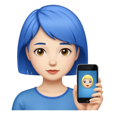 iPhone emoji girl with short blue hair  sticker