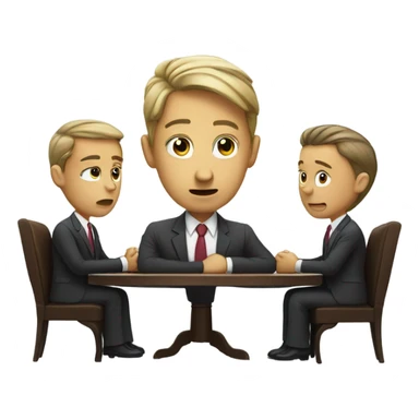 business people sitting around a table looking unhappy sticker