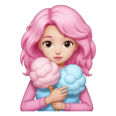 A girl hugging a big cotton candy puff sticker