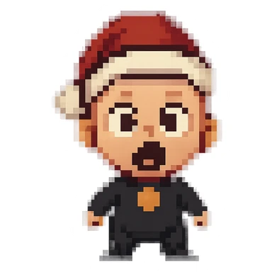 Jack Jack in the style of pixel art, surprised with a hat sticker
