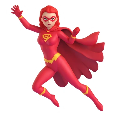 female superhero with red energy powers and red costume sticker