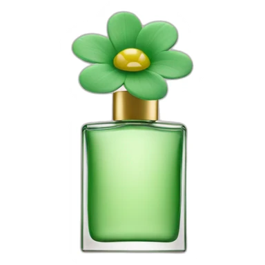 Parfume bottle green flower pink sticker