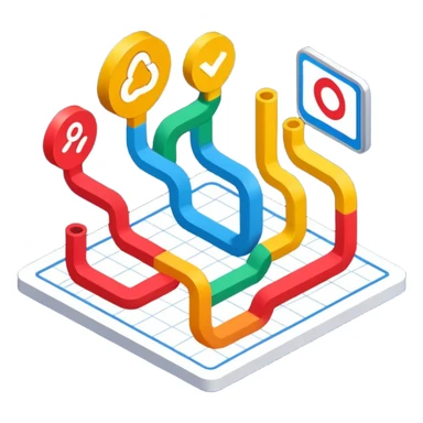 isometric image of workflow process creation sticker
