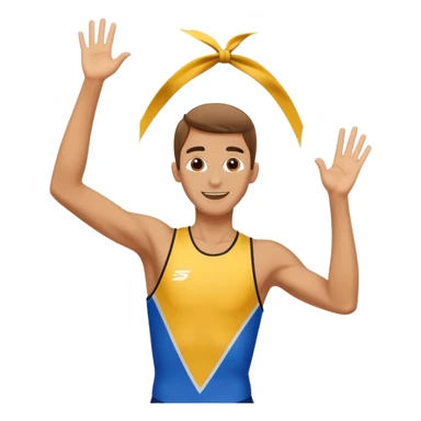 high jumper with arms raised in victory, after the jump sticker
