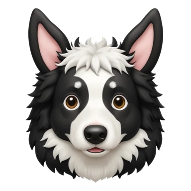 A black and white border collie with cow's horns. sticker