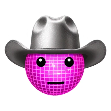 disco ball with a pink cowboy hat sticker