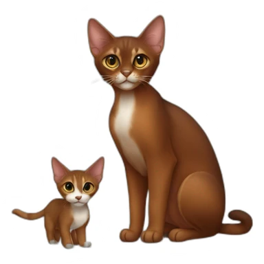 dark red abyssinian cat with big ears and black kitten with small white speck sticker