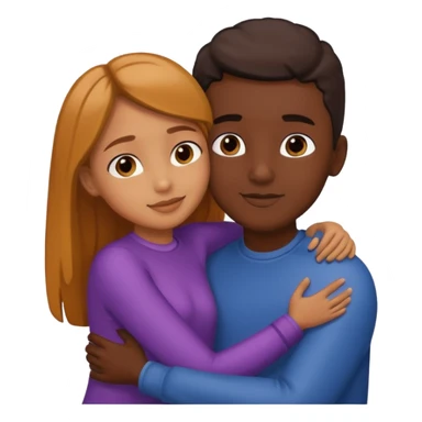 carmel girl and tall darkskin boy hugging  sticker