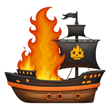 un barco quemandose sticker