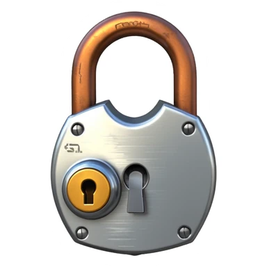 Digital glitch art style emoji, corrupted padlock sticker