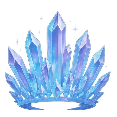 crystal crown made of translucent blue and purple gems, sparkling and magical sticker