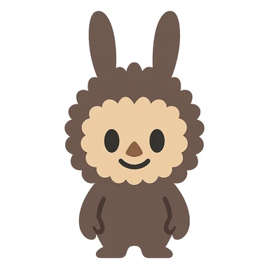 Labubu character as a flat color icon, simple shapes, minimal shading sticker